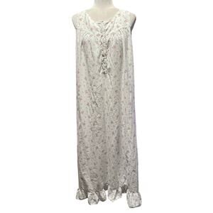 Laura Ashley Vintage Floral Nightgown Soft Cotton, Ruffle Hem XL Made in USA